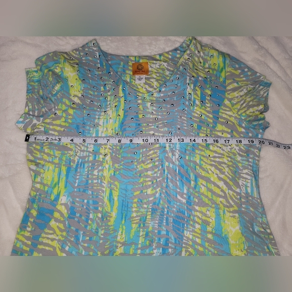 Ruby Rd. Blue and Green Graphic Crop Tee - Picture 5 of 6